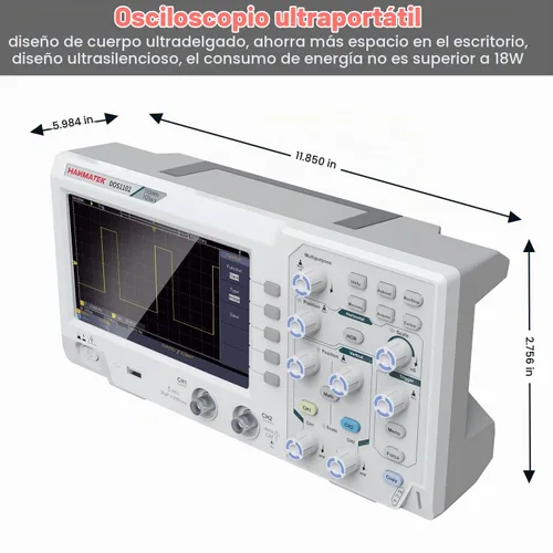 Vista 3 de HANMATEK DOS1102 - Osciloscopio digital con 110 MHz de ancho de banda, 2 canales y pantalla de 7 pulgadas / 18 cm, pantalla TFT-LCD, kit
