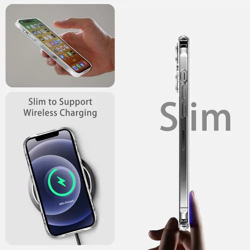 Vista 5 de JJGoo Compatible con iPhone 12 y 12 Pro funda transparente, transparente a prueba de golpes, delgada, antiarañazos, carcasa protectora trasera