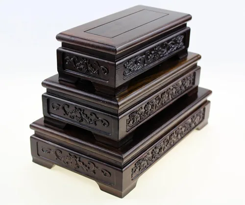 Vista 6 de Muebles orientales chinos de palisandro macizo Mahagony soporte de exhibición de madera base de madera rectangular con forma rectangular
