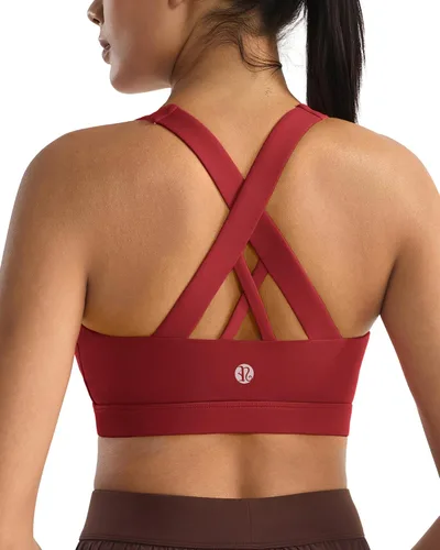 Vista 34 de RUNNING GIRL - Sujetadores deportivos para mujer, sujetadores deportivos con tiras acolchadas y espalda cruzada de apoyo medio con copas extraíbles