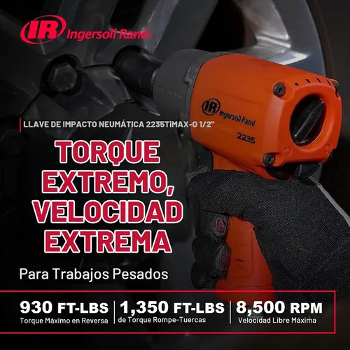 Vista 2 de Ingersoll Rand 2235TIMAX-O - Llave de impacto neumático de 1/2 pulgada, par de torsión de 1350 pies-libra, carcasa de martillo de titanio, retenedor