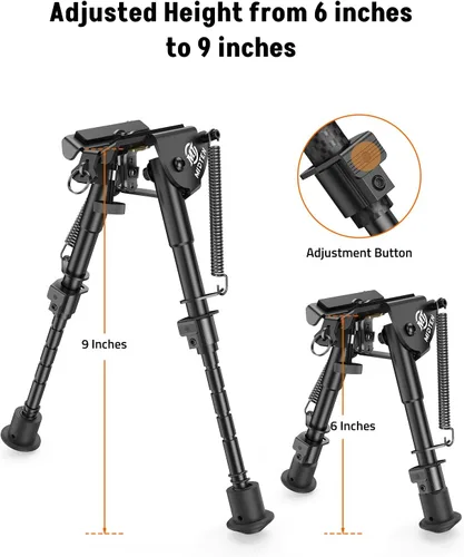 Vista 3 de MidTen Sling Stud Bipod for Rifles Bipod for M-Rail Bipod with M-Rail Adapter 6-9 Inches Aluminum and Carbon Fiber