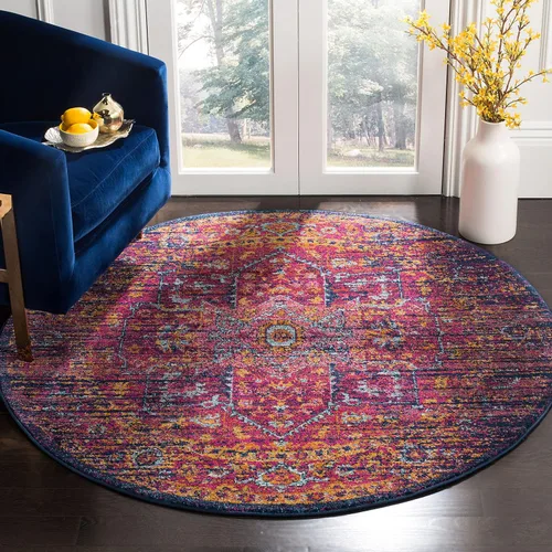 Vista 19 de SAFAVIEH Evoke Collection EVK275C Medallón oriental envejecido, no desprende pelusa, 2'2" x 4', color azul/naranja, alfombra de acento para sala