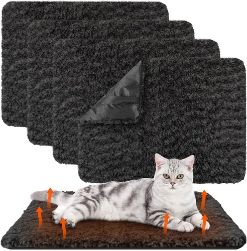 Vista 8 de Drydiet Paquete de 4 Almohadillas Autocalentadoras para Gatos Alfombrilla Térmica Lavable para Perros Sin Hogar Almohadillas Térmicas para Perreras