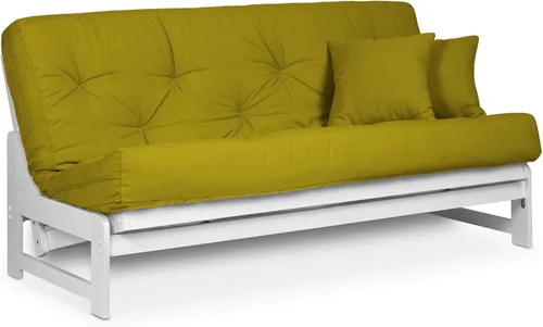 Vista 7 de Nirvana Futons Arden - Marco de futón de madera blanca sin brazos, tamaño matrimonial o queen, estructura de marco de sofá cama de madera maciza