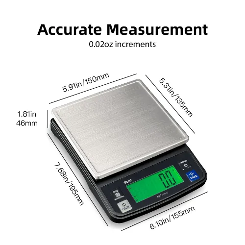 Vista 7 de Báscula de gramo digital Polit de 13 lb/6 kg, 0.02 oz para piezas pequeñas Bandeja de acero inoxidable, función de recuento de piezas, pies