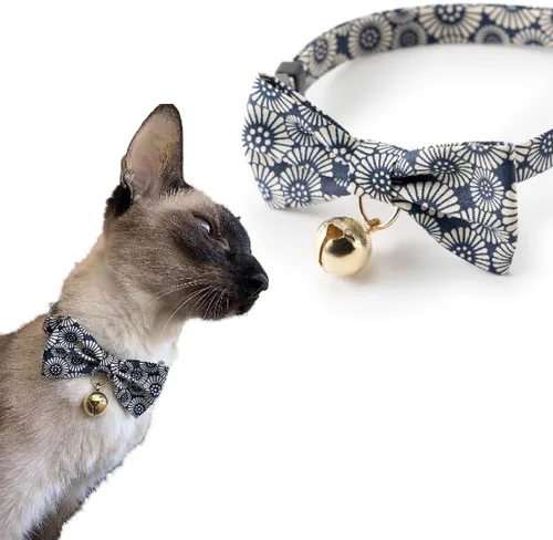 Vista 10 de Necoichi Kiku Ribbon Bow Tie Cat Collar (azul bebé)