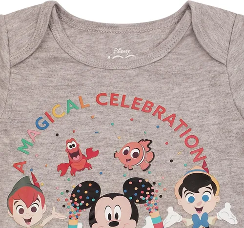 Vista 8 de Disney 100th Anniversary - Paquete de 3 mamelucos para recién nacidos y bebés, rojo, azul, gris