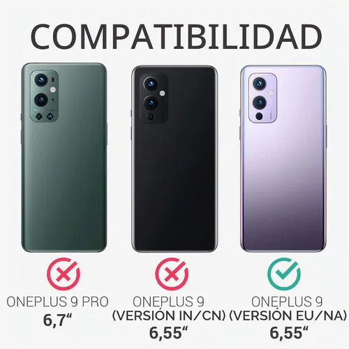 Vista 6 de kwmobile Funda compatible con OnePlus 9 (versión EU/NA) - Funda de silicona TPU con acabado suave - Rosa neón