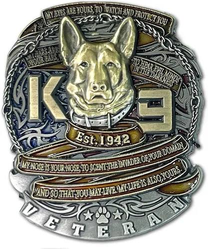 Vista 2 de K-9 Veteran Est 1942 - Moneda coleccionable coleccionable de primera respuesta militar grabada
