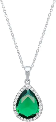 Vista 22 de Dazzlingrock Collection Colgante de lágrima de diamante de corte de pera de 18K 10X7 MM creado en laboratorio y diamante de corte redondo, oro blanco