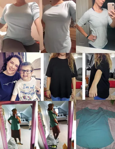 Vista 5 de Blusas de algodón para mujer, de manga hasta el codo, de moda, estilo casual, tipo túnica