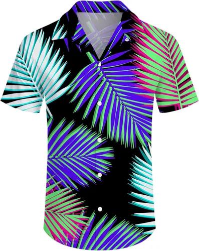 Vista 2 de ifamawlea Conjunto de 2 piezas para hombre, camisa hawaiana, pantalones cortos, camisa con botones y pantalones cortos con sombreros de pescador