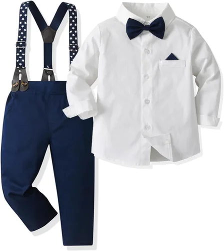 Vista 11 de SALNIER Conjunto formal de esmoquin para niños pequeños B-Negro
