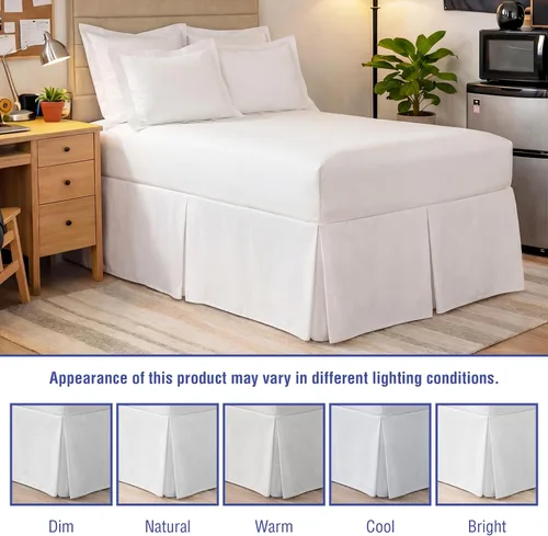 Vista 4 de Spacemaker Falda de cama extra larga con caída de 21 pulgadas, individual, blanco