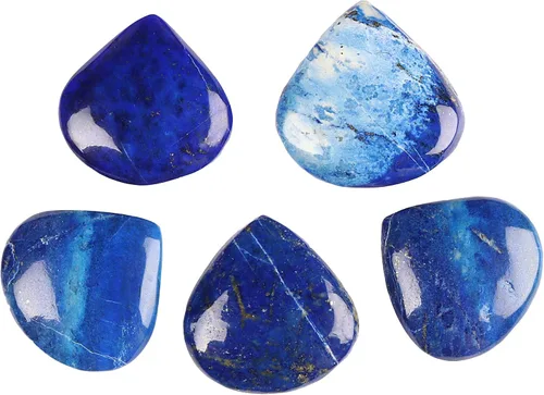 Vista 2 de GEMHUB Juego de 5 gemas sueltas de lapislázuli azul de 540 quilates en forma de pera, Gema, Lapislázuli mejorado
