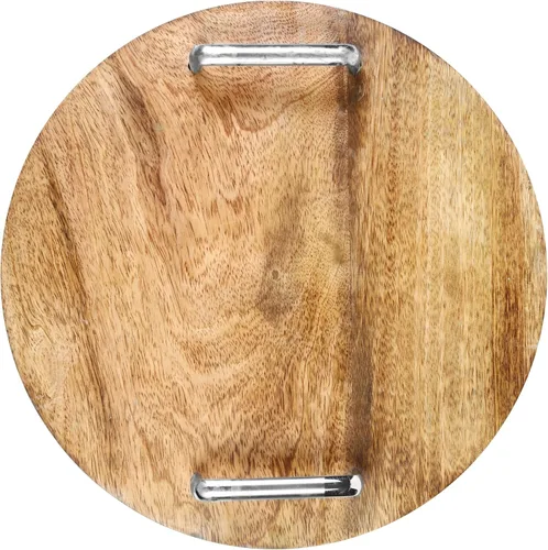 Vista 8 de Bandeja rústica para servir alimentos, bandeja de madera con asas, bandeja otomana de 13 pulgadas para sala de estar, desayuno, fiesta, mesa