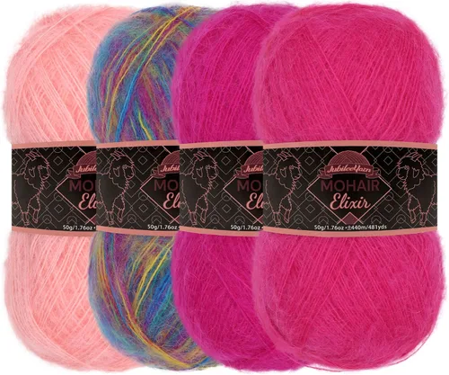 Vista 29 de JubileeYarn Mohair Elixir Yarn - 50g/Skein Baby Wool Blend - Cosmopolitan - 1 Skein