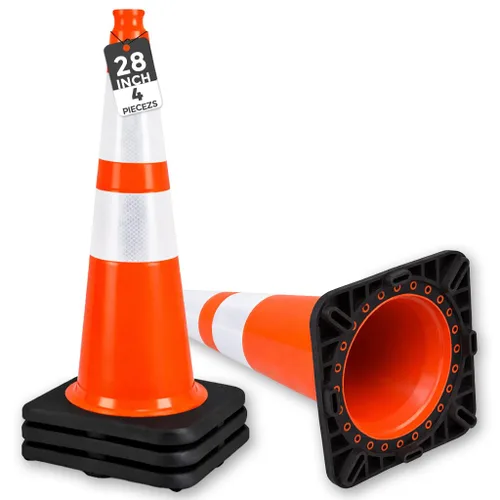 Vista 8 de BESEA Paquete de 4 conos de tráfico rojos de 12 pulgadas con collar reflectante de 4 pulgadas, conos de seguridad de PVC resistentes con base de 8.5