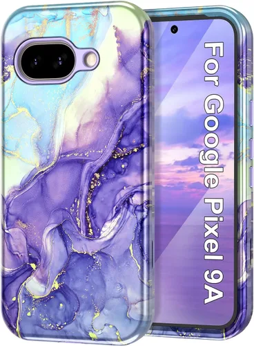 Vista 51 de Btscase Funda para Google Pixel 9 Pro 2024 [grado militar a prueba de golpes] elegante patrón de mármol delgado protector 3 capas de policarbonato
