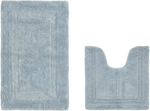 Vista 70 de Better Trends Alfombra de Inodoro en Forma de U Cubierta de Asiento de Inodoro de Lujo 100% Algodón Absorbente de Agua, Cubierta de Tapa Reversible