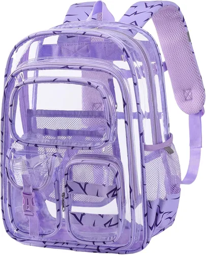 Vista 32 de Mochila transparente de tres capas, bolsa transparente resistente para niños, mochila transparente para niñas y niños (beige)