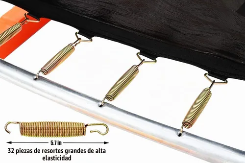 Vista 6 de Trampolín rectangular de 6.5 pies con columpio de baloncesto para escalada al aire libre para niños, trampolines de recreación con red de seguridad