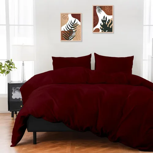 Vista 6 de ARlinen Funda de almohada tamaño Queen estándar, fundas de almohada de algodón sólido burdeos de 20 x 30 pulgadas