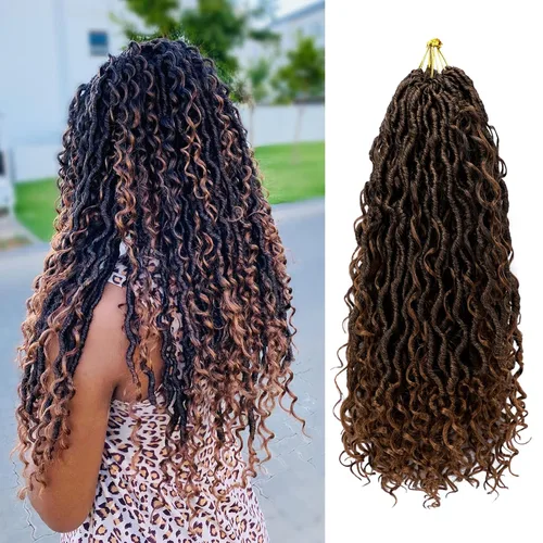 Vista 33 de 8 pulgadas Goddess Faux Locs pelo de ganchillo para mujer negro 7 paquetes de rastas estilo bohemio río para mujeres niños cabello pre rizado
