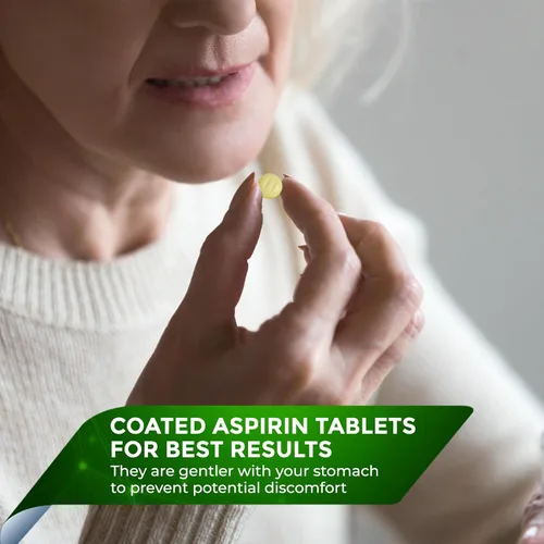 Vista 2 de Aspirina pura para bebés de dosis baja de 81 mg para adultos, 100 tabletas de aspirina con recubrimiento entérico para hombres y mujeres, alivio
