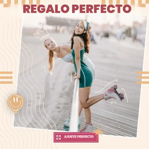 Vista 8 de APOLLO Patines de ruedas – Patines retro para niñas y mujeres – Patines cuádruples ajustables con tacón alto – Disco Quads Reina bailando