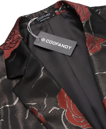 Vista 4 de COOFANDY Mens Floral Tuxedo Jackets Slim Fit Suit Blazer Jacket for Dinner Prom Wedding
