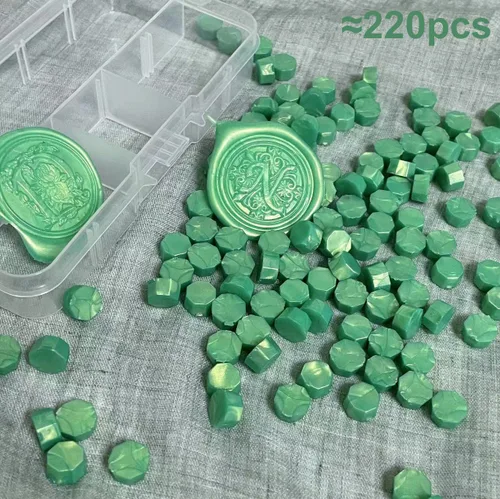Vista 2 de 220pcs Cera de sellado de perlas de sellado verde para sello de cera (verde 1)