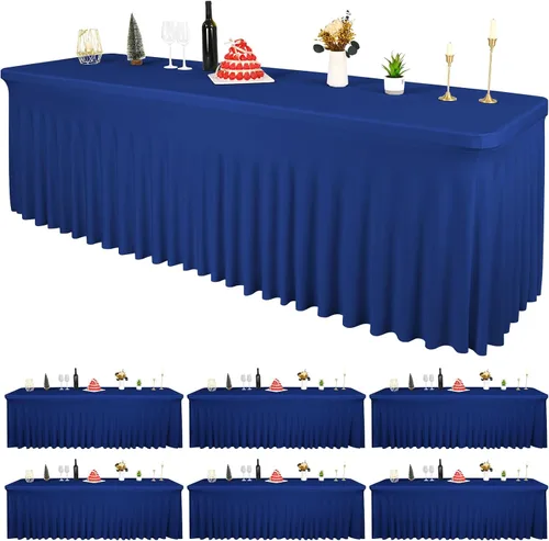 Vista 27 de 2 Packs Black Spandex Table Clothes for 6 Foot Rectangle Tables, Wrinkle Resistant Fitted Tables Cover, Washable Stretch Table Skirts for Weddings