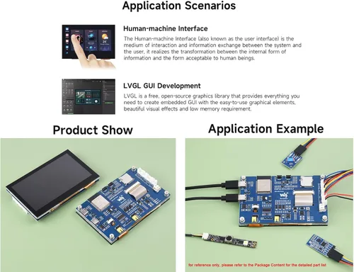 Vista 4 de waveshare Pantalla táctil capacitiva de 4.3 pulgadas basada en placa de desarrollo de microcontrolador ESP32-S3 con WiFi de 2.4 GHz y soporte BLE 5