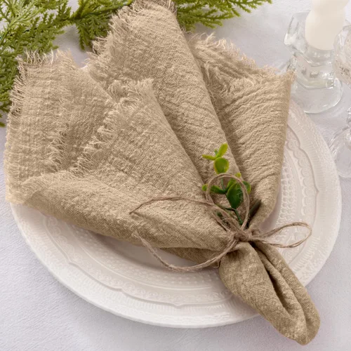 Vista 10 de Socomi Juego de 6 servilletas de lino de color beige, para Pascua, primavera, lavables, de algodón, con flecos, de 17 x 17 pulgadas, para bodas