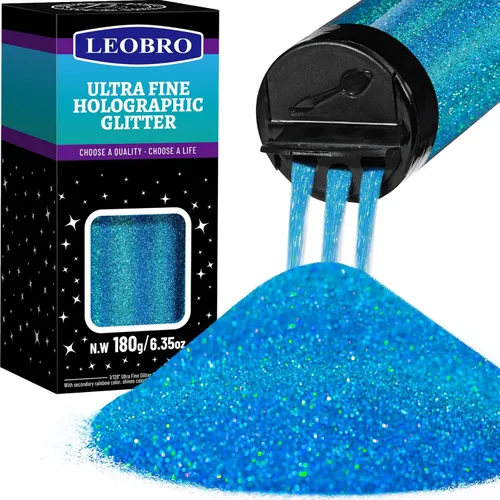 Vista 20 de Leobro - Brillantina plateada, 180g/6.35oz de brillo fino holográfico para resina, manualidades, vasos, uñas, cuerpo, diamante holográfico plateado