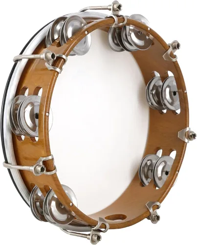 Vista 3 de EASTROCK - Pandereta de 8 pulgadas ajustable para adultos, pandereta de plástico de mano con doble fila de cascabeles de metal, instrumento musical