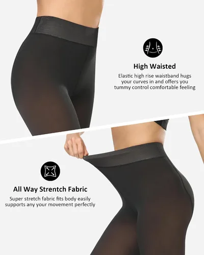 Vista 14 de NORMOV - Leggings con forro de vellón cálido para mujer, de invierno, mallas gruesas, de terciopelo, térmicas
