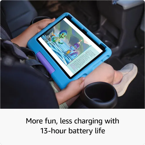 Vista 6 de Tablet Amazon Fire HD 10 Kids para niños de 3 a 7 años Controles parentales, 2 años de garantía sin preocupaciones, contenido adecuado para la Azul