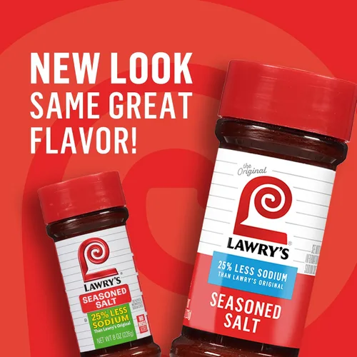 Vista 2 de Lawry's Sal sazonada, 25% menos de sodio, sin MSG añadido, certificado Kosher, básico, versátil, condimento multiusos para agitar en carne de res
