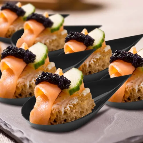 Vista 6 de Tessco for you 800 cucharas desechables de aperitivo de 4 pulgadas, mini platos de plástico para aperitivos, pequeños vasos de catering para postres