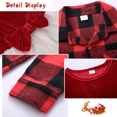 Vista 4 de Trajes de Navidad a juego para la familia, falda de encaje para padres e hijos, disfraz de Navidad a juego para mujeres, hombres y niños