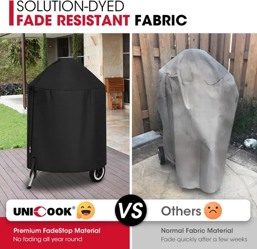 Vista 4 de Unicook Cubierta Redonda para Parrilla de Carboncillo Compatible con Parrilla Weber de 22 Pulgadas, Resistente al Agua, Resistente al
