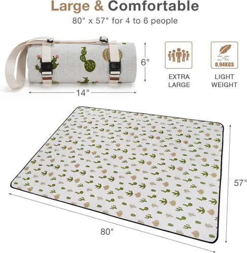 Vista 6 de WILLOW WEAVE Mantas de picnic lavables Alfombra de playa sin arena impermeable Mantas de camping Mantas de emergencia Accesorios de cestas