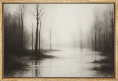 Vista 10 de SIGNLEADER Lienzo enmarcado para pared, pinos resistentes en acantilado, árbol de montaña en tono sepia, ilustración de paisaje, arte moderno