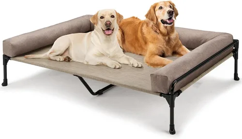 Vista 12 de Veehoo Cama Elevada para Perros - Cama Cot Refrescante para Exteriores para Perros de Tamaño Mediano con Cerca de Tres Lados, Cuna Elevada
