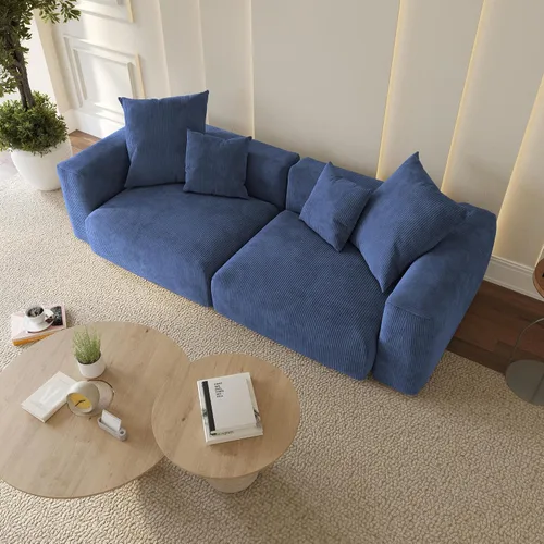 Vista 12 de WJShome Cloud Couch Sofá Seccional Modular, Sofá en Forma de L de 102 pulgadas con Otomana, Sofá de Pana Beige de 3 Asientos, Sofá Seccional