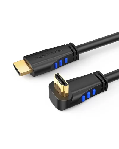 Vista 9 de CableCreation - Cable HDMI 4K de 0,9 m, ángulo hacia abajo de 90 grados, ángulo recto, compatible con 4K@60Hz Ultra HD, vídeo 3D, cable HDMI macho a