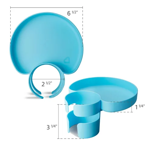 Vista 6 de Munchkin Bandeja para asiento de automóvil con taza Miracle 360 para niños pequeños de 1 a 3 años, accesorio de viaje y viaje por carretera para Azul